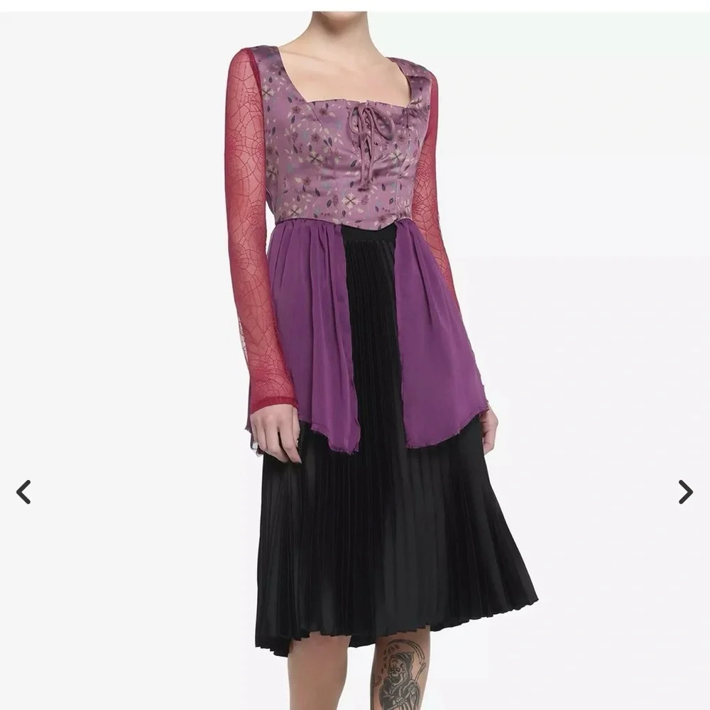 Her Universe Disney Hocus Pocus Sarah Peplum Lace-Up long sleeve top size XL - Picture 13 of 13